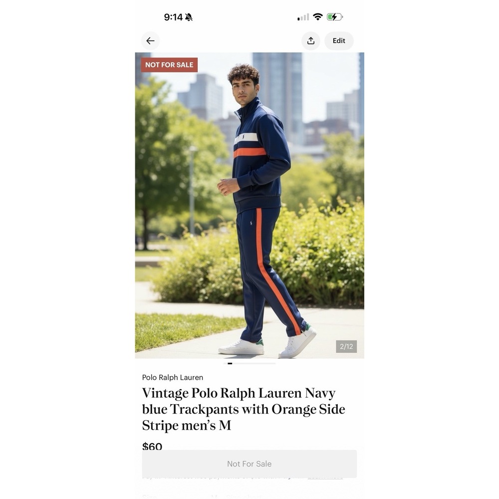 Vintage Polo Ralph Lauren Tracksuit Set Men's M Navy Blue Orange White Striped
